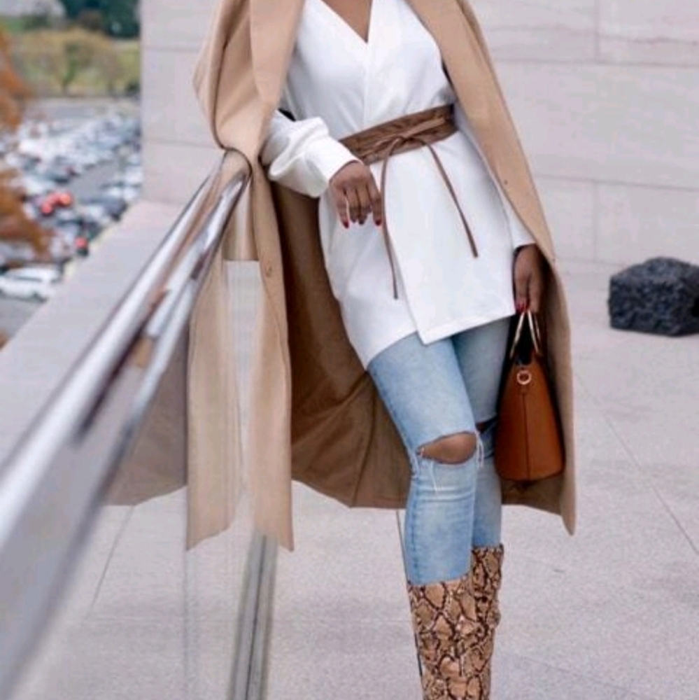 Womens Brown vegan leather corset wide tie waist boho cinch wrap obi belt - Picture 11 of 16